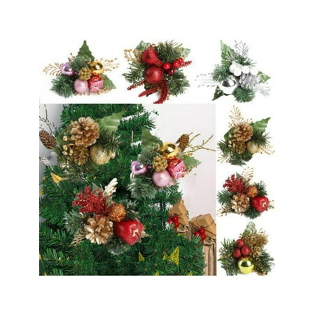 Christmas Flowers And Gifts VICOODA Christmas Tree Flowers Ornament,Artificial Pine Stems Fake Pine Cone Gift Box Flower Arrangements,Wreath Holiday Home Party Desktop Winter Decor ()