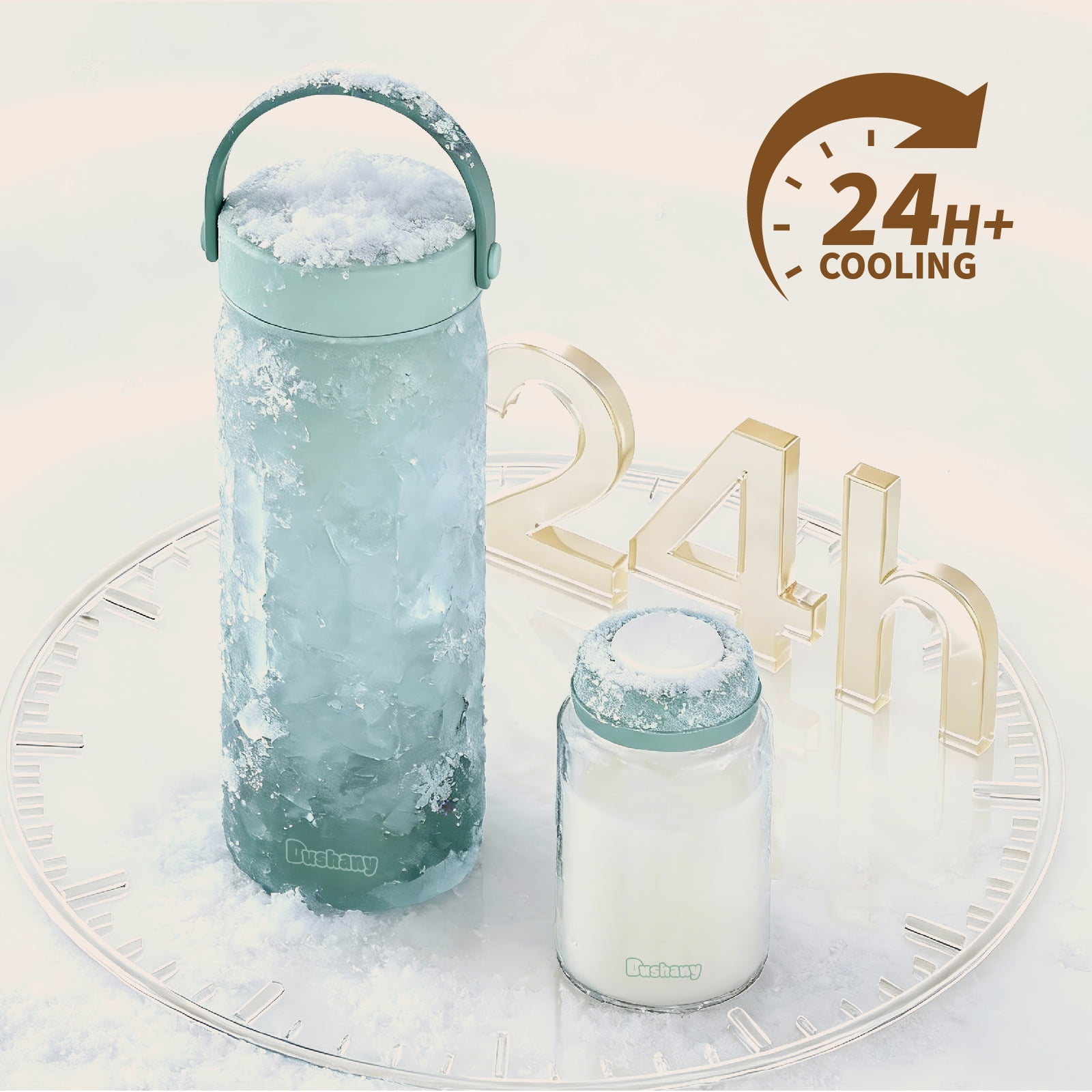 Dushany 22oz Portable Breast Milk Cooler Bag, 24H 360° Cooling Travel Chiller with 2 Storage Bottles for Breast Milk, Green