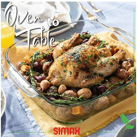 

Simax Square Glass Roaster Dish: Large Square Roaster Pan For Baking And Cooking - Oven and Dishwasher Safe Cookware – 5.5 Quart Oven Casserole Pan