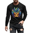 thumbnail image 3 of DDAPJ pyju Mens Mardi Gras Shirt Long Sleeve Mask Graphic Tees Carnival Themed Print T-shirts Celebration Party Blouse Tops Black XXXL, 3 of 6