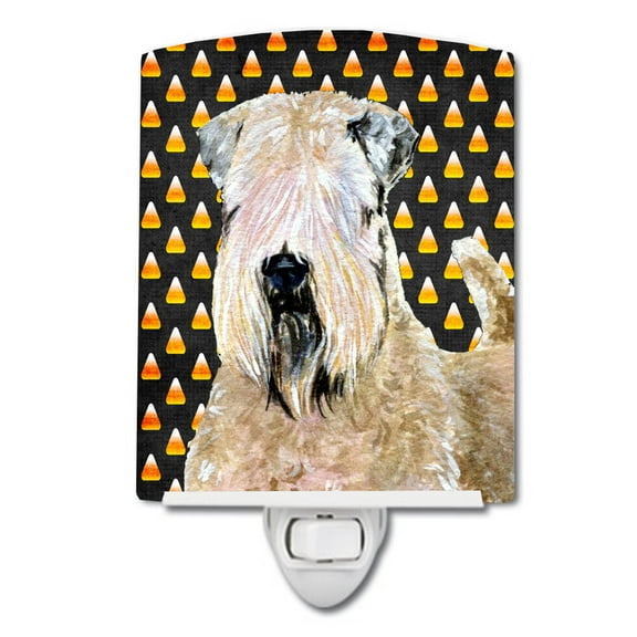 Caroline's Treasures SS4281CNL Wheaten Terrier Soft Coated Candy Corn Halloween Portrait Ceramic Night Light, 6x4x3",