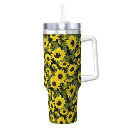 

Ocsxa Sunflowers In Vintage Print 40oz Stainless Steel Vacuum Insulated Tumbler Car Cup Coffee Mug with Spillproof Lid Keep Your Drink Hot or Cold on the Go