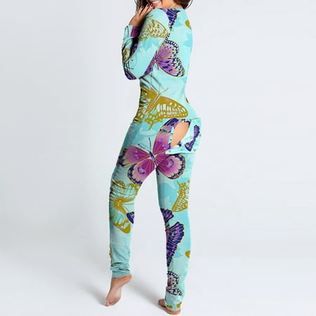 

Women s Printing Functional Buttoned Flap Adults Pajamas