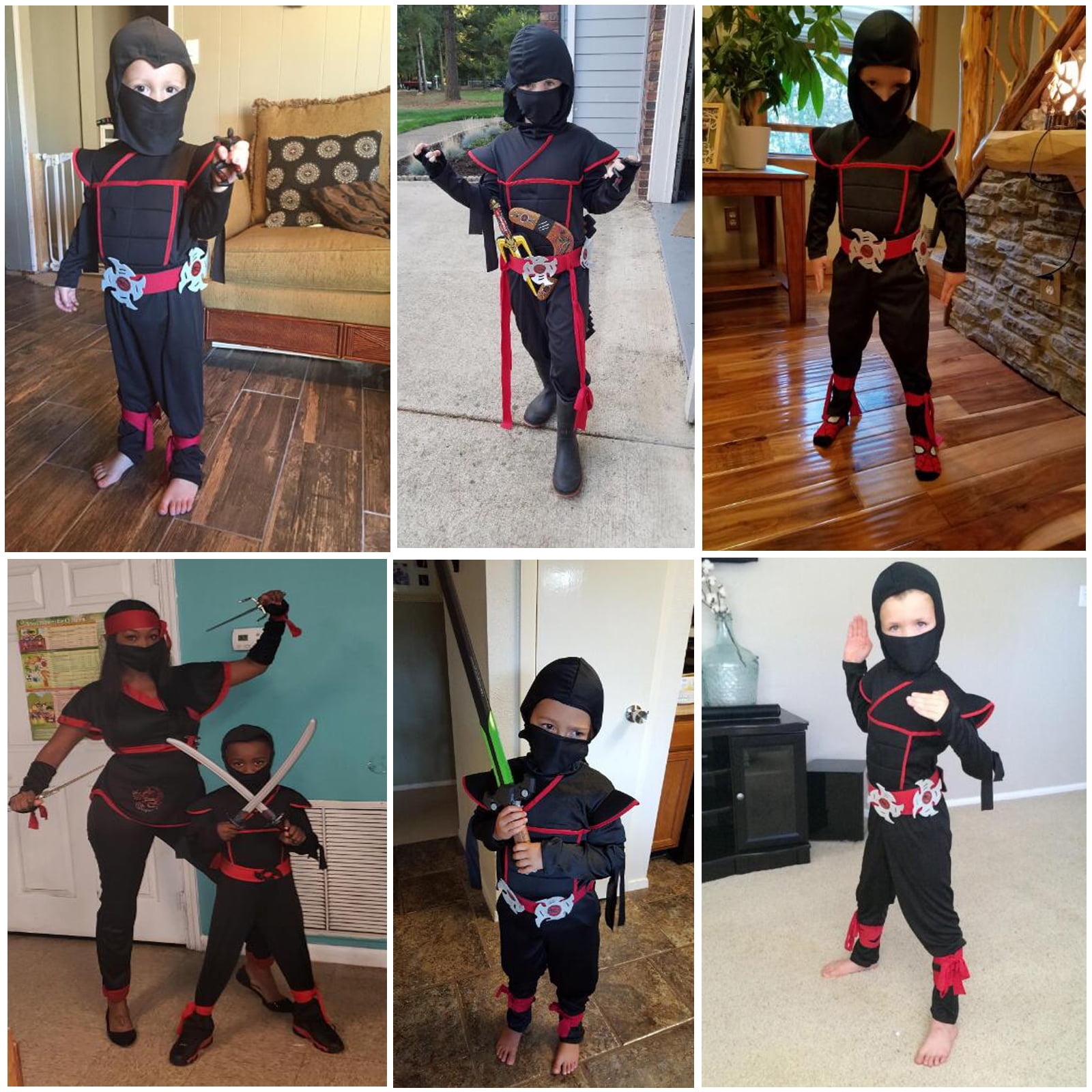 ATOSA Ninja-Kostüm Für Kinder 5–6 Jahre – Komplettes Set Mit Hose, Shirt, Gürtel & Stirnband, Schwarz