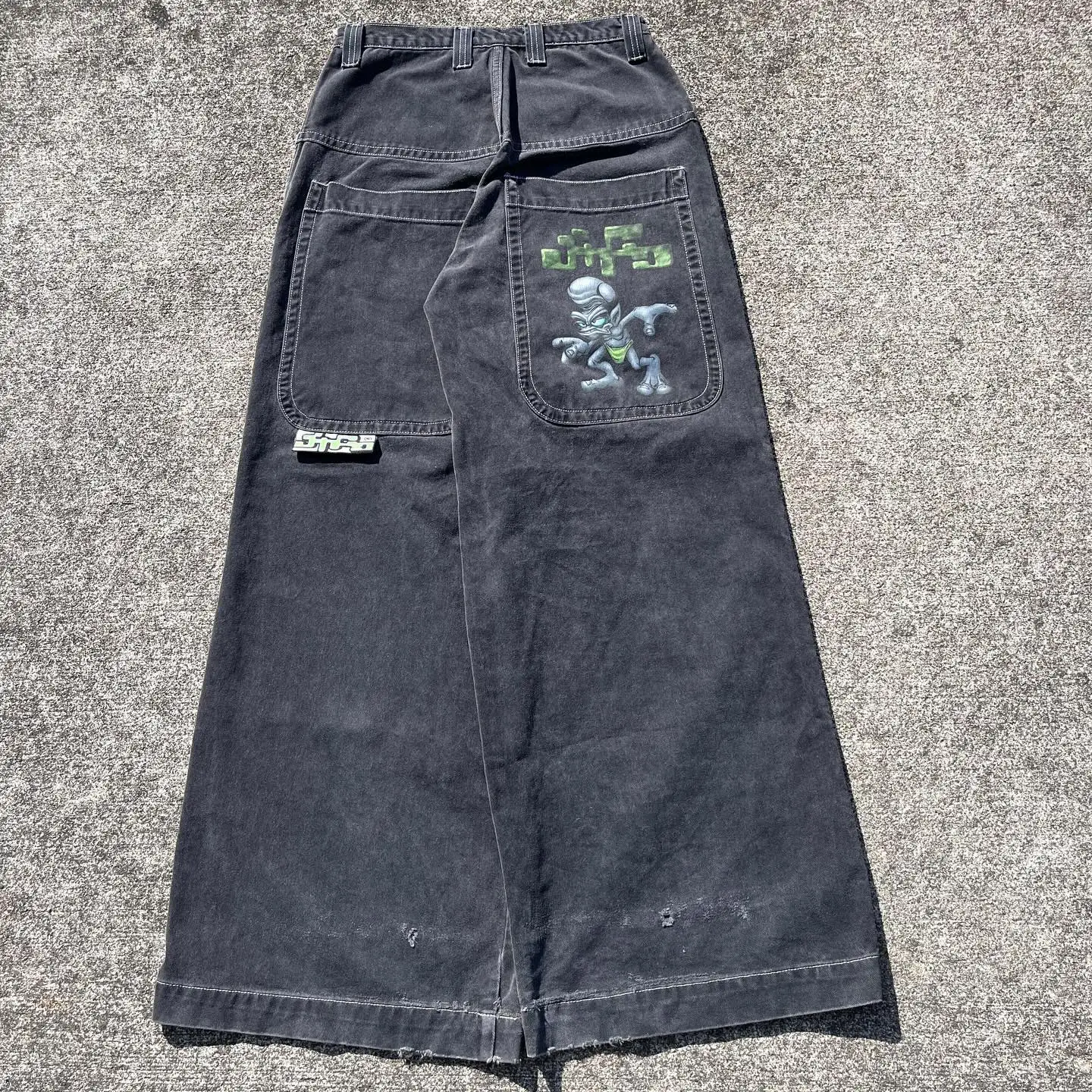 JNCO Chain Embroidery Y2K Vintage Men Jeans Fashion Washed Casual