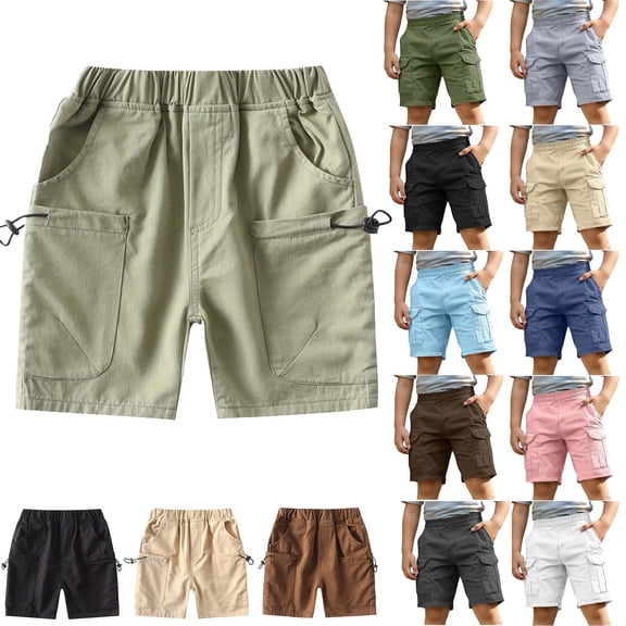 BCSIOAOI Boys Shorts,Toddler Boy Shorts Cotton Casual Bermuda Cargo Shorts with Pockets 2-13 Years