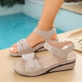 thumbnail image 4 of GERsome Wedge Sandals for Women Open Toe Ankle Strap Dressy Sandals Comfortable Walking Casual Slip On Summer Shoes Beige Size 9, 4 of 7