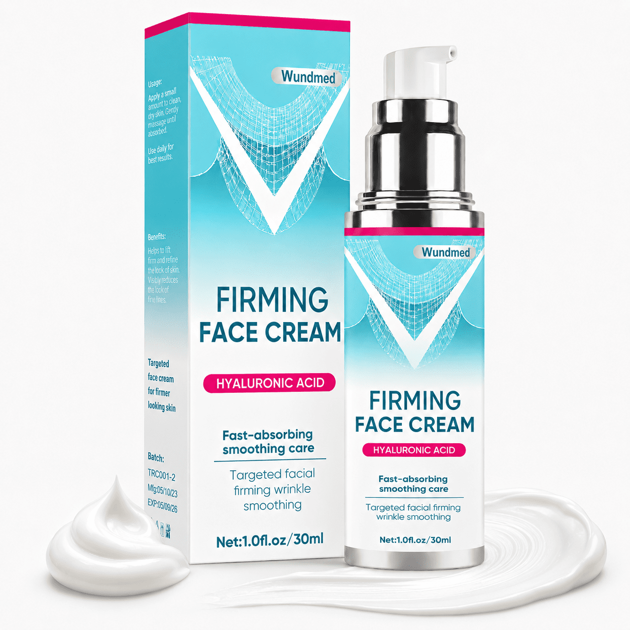 WUNDMED Refining Facial Cream with Hyaluronic Acid – Hydrating Moisturizer for Smoother, Softer Skin – 30ml Pump Bottle