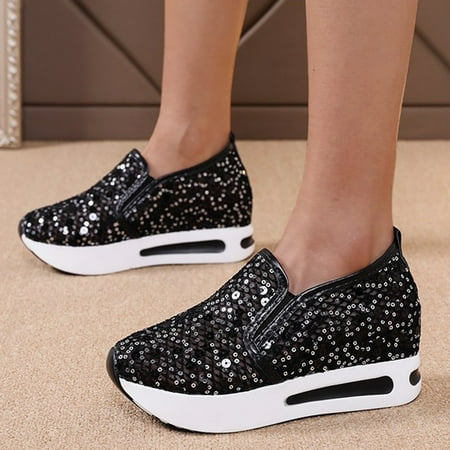 

HIBRO Fashion Womens Casual Shoes Breathable Wedges Thick Soled Outdoor Leisure Shoes