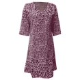 thumbnail image 4 of Mid Sleeved V Neck Medium Length Dress With Floral Dresses For Women Shirt Dress Red S, 4 of 4