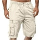 thumbnail image 1 of Ceisia Men's Solid Color Cargo Shorts, Multi-Pocket Elastic Waist Button Fly Casual Shorts for Men Beige L Gifts, 1 of 5