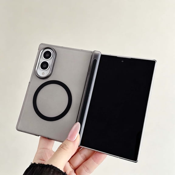 For Samsung Galaxy Z Fold8 Ultra Phone Case,Compatible with Mag-Safe,Anti-fingerprint Matte Translucent Back,Hinge Protection,Skin-Feel Shockproof Non-Slip Thin Fit Phone Case,Black