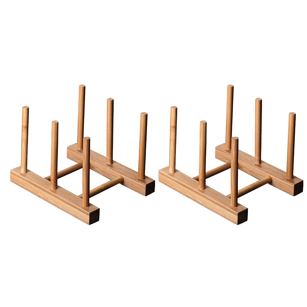 Hemoton 2pcs Water Cup Drying Rack Bottle Drying Stand Bamboo Water Mug