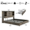 thumbnail image 3 of VanAcc King Size Wooden Platform Storage Bed Frame with 51.2" Wood Bookcase Headboard(Brown), 3 of 7