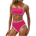 thumbnail image 2 of ChaoHeng Tummy Control Swimsuits for Women Women's Push Up Bikini Set Solid Color Backless Swimsuit for Support, 2 of 8