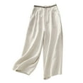 thumbnail image 4 of Dpytoraw Retro Embroidered Linen Wide Leg Pants For Women Summer Casual Trousers With Comfortable Draping Style Women's Casual Pants With Pockets Beige L, 4 of 5