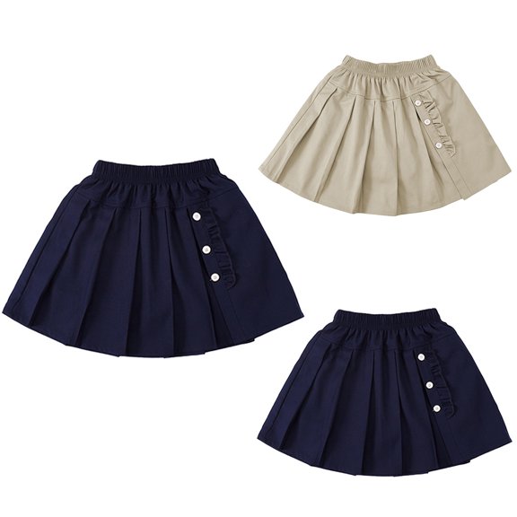 MNCEKFOD Cute Dresses For Toddler Girl Solid Color Formal Style JK Short Uniform Skirt Neat Elegant Silhouette Suitable For School Gathering And Daily Girl Sundress Khaki