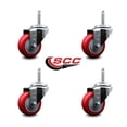 thumbnail image 2 of 3 Inch Red Poly Wheel Swivel 5/8 Inch Threaded Stem Caster Set Service Caster, 2 of 2