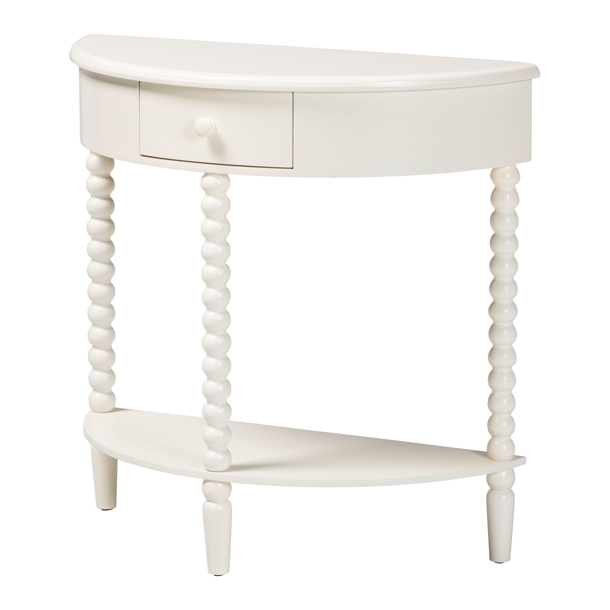 Baxton Studio Raynera Mid-Century Console Table, 1-Drawer, White