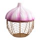 thumbnail image 1 of Cesta de almacenamiento para huevos frescos, jengibre y ajo con asas, de hierro tejido decorativo Púrpura, 1 of 9