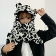 thumbnail image 5 of Herrnalise Women Winter Cute Cow Ear Warm Sweet Plush Scarf With hood Hat Cap, 5 of 6