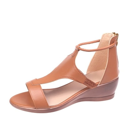 

Mzoazpie Zipper Summer Open Solid Low Wedge Sandals for Women Color Sandals Platform Womens Sandals for Women Wide Width Shoes Casual Wedges Toe Platform Sandals for Women Women s Sandals