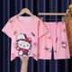 thumbnail image 1 of Conjunto de pijama fino Kawaii Sanrios Hello kittys Kuromi Cinnamoroll para niños, pantalones cortos de manga corta, ropa de casa, Verano, 1 of 4