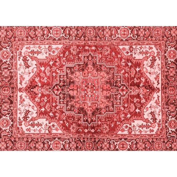 Ahgly Company Machine Washable Indoor Rectangle Persian Red Traditional Area Rugs, 5' x 7'