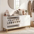 thumbnail image 2 of Gymax Shoe Storage Bench Narrow Entryway Bench w/ 2 Flip Drawers & Adjustable Shelves, 2 of 10