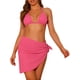 thumbnail image 1 of Conjuntos de bikini de 3 piezas para mujer, con escote halter, trajes de baño de malla con pareo y falda de playa, traje de baño pequeño en rosa intenso, 1 of 5