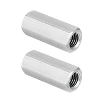 Uxcell M10 x 1.25-Pitch 304 Stainless Steel Hex Coupling Nuts, 2Pcs 35mm / 1.4" Length Fully Threaded Rod Coupling Nut Studding Connector Fasteners, Silver Tone