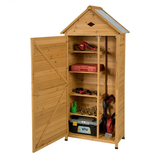 Gymax Outdoor Storage Shed Lockable, Outdoor Storage Shelves With Doors