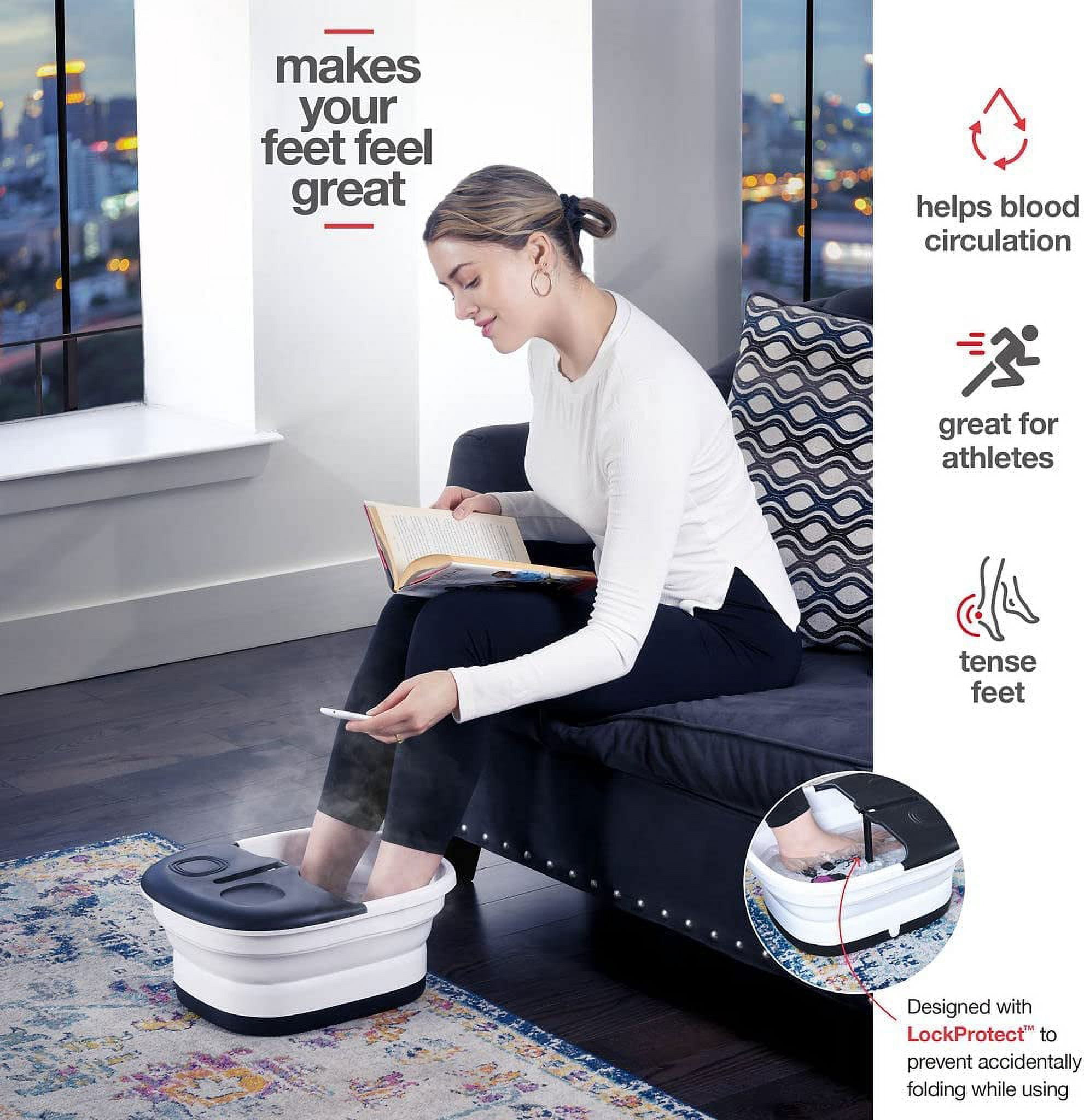 Foot Spa Massager with Collapsible option, Heat, Jets and Remote Control, Pumice Stone, Bubbles and Vibration Button - Medical King Usa
