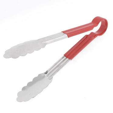 Uxcell Kitchen Red Plastic Coated Stainless Steel Clip Bread Food Tong