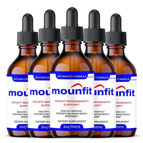 Mounfit Drops Liquid Supplement, Moun fit All Natural Formula for Men and Women, Made in USA, Maximum Strength (5 Pack)