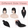 thumbnail image 2 of MY-LADY 100% Remy Human Hair Women Topper Hair Toppers Silk Base Hair Pieces Clip In Hair Topper with 3D Air Bangs 17 Colors 14inch #1B Natural Black, 2 of 8