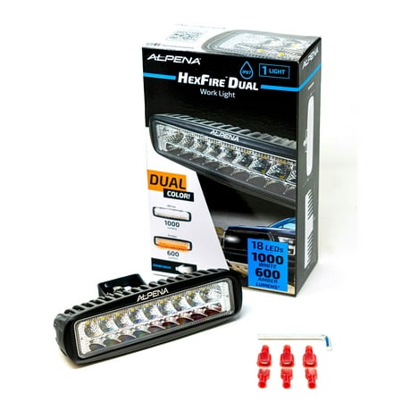 Alpena Hexfire Dual LED Light, White, Amber, 12V-24V DC, 77689, Universal Fit for Cars, Trucks, SUVs, Vans