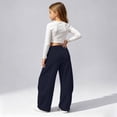 thumbnail image 4 of lnmuld Girls Solid Wide Leg Sweatpants Soft Casual Drawstring Loose Trousers with Pockets Navy,10-11 Years, 4 of 6