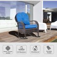 thumbnail image 4 of Outsunny Outdoor Rocking Chair with Seat and Back Cushion, Outdoor PE Rattan Garden Chair with Curved Armrests, for Porch, Backyard, Poolside, Blue, 4 of 10