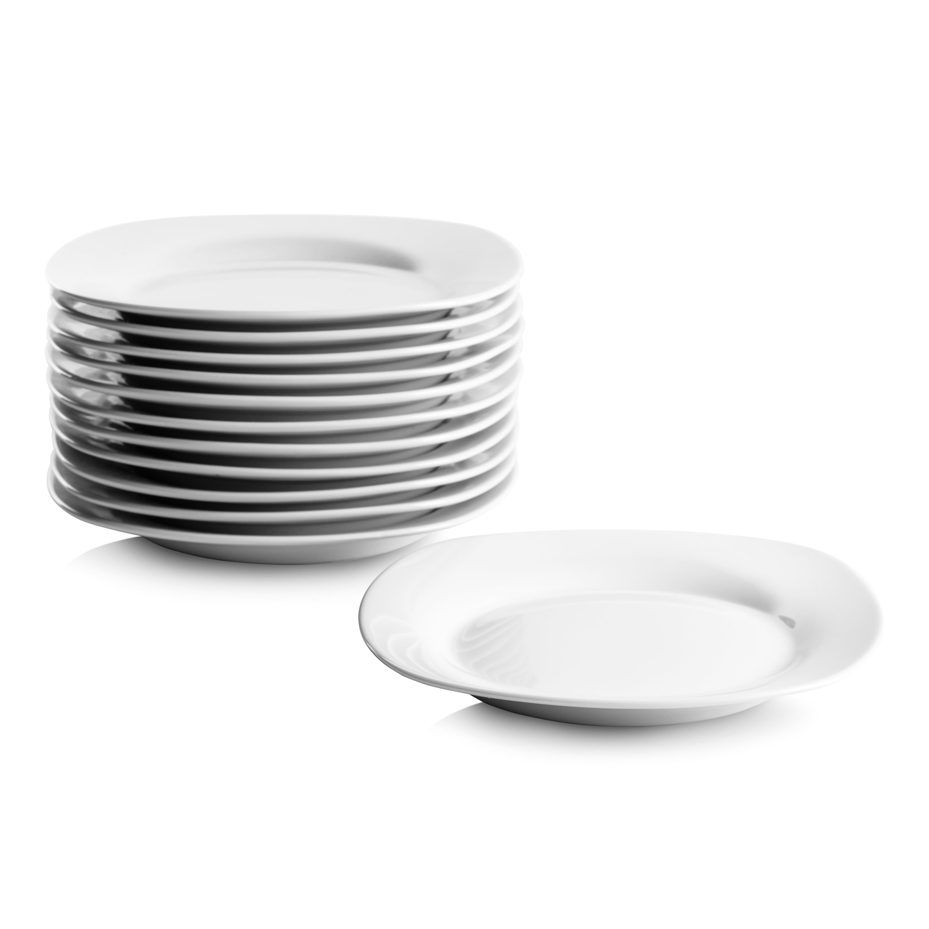 10 Strawberry Street 7.5" Catering Square Ceramic Salad Plate, Set of 12, White