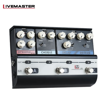 BIYANG LiveMaster Series LM-4 Mainframe Unit Blues Style Set with 3 Guitar Effect Pedals (OD-162 Preamp Overdrive + CH-151 Analog Chorus + DR-151 Digital Delay &