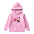 thumbnail image 1 of Moonsky Sudadera con capucha y cordón HUNTRX, estampado de grupo de chicas coreanas, jersey corto, suave y cómodo, top de manga larga para primavera y otoño. Rosa 160, 1 of 5