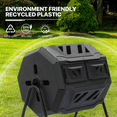thumbnail image 6 of MoNiBloom 43 Gallon Dual Chamber Compost Tumbler, Outdoor Tumbling Rotating Compost Bin, Tumbling Composter with 2 Sliding Doors and Gloves, BPA Free, Black, 6 of 10