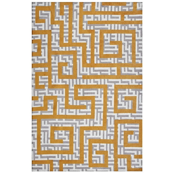 Modern Contemporary Urban Design Living Lounge Room Area Rug Runner Floor Carpet, Fabric, Multi Yellow