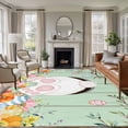 thumbnail image 2 of Easter Area Rugs Collection 5'x8', Spring Watercolor Bunny Eggs Wooden Grain Green Non Slip Indoor Rectangle Throw Runner Rug Floor Mat Carpet for Living Room Dining Table Bedroom Nursery, 2 of 9