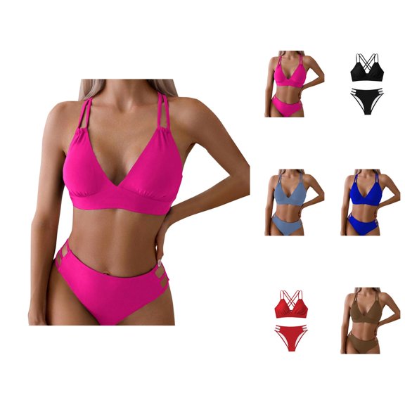 Bikini Set for Women Sporty Two Piece Swimsuit High Waisted Bottom Tummy Control Bathing Suit Comfortable Swimwear for Beach Activities Vacation Pool Party