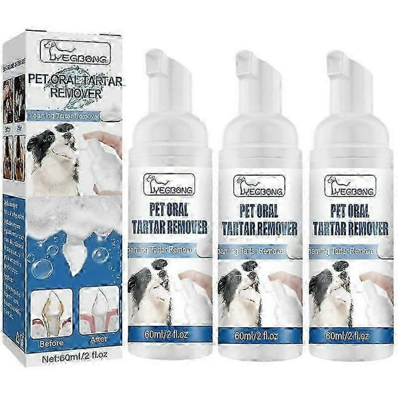 Tartar Remover For Dog Natural Dental Care Solution Foam Remove Calculus Reduce Tartar Plaque Buildup Pets Oral Cleaning Product 3pcs