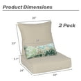 thumbnail image 4 of BPS 22x24x5 inch Outdoor Deep Seat Cushion, Water-Resistant Patio Furniture Cushions for Outdoor Chairs, Sofa, Couch, 2-Piece, Khaki, 4 of 8