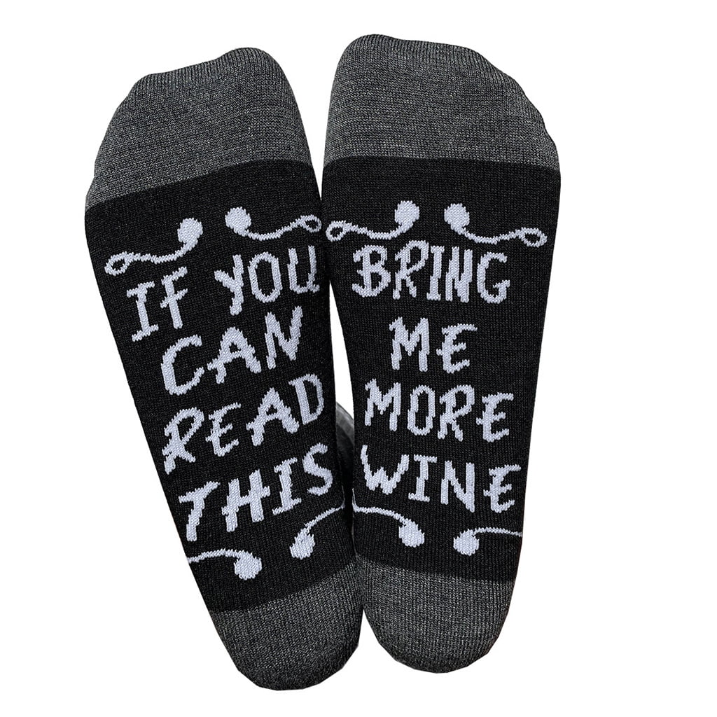 Black Milk Unisex Funny Saying Crew Socks If You Can Read This Bring Me Coffee Wine Hosiery 