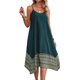 thumbnail image 1 of Vestido Bohemio con Bloques de Color para Mujer, Estilo Hawaiano, con Tirantes Finos y Vuelo. Verde M, 1 of 9